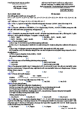 Đề thi thử THPT Quốc gia môn Hóa học năm 2017 - Mã đề 001 - Trường THPT Nghi Xuân